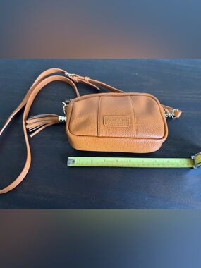 POMS London Mini Leather Crossbody Bag in Mango